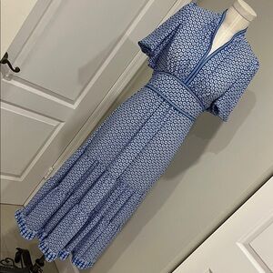 Elegant Blue Patterned Dress